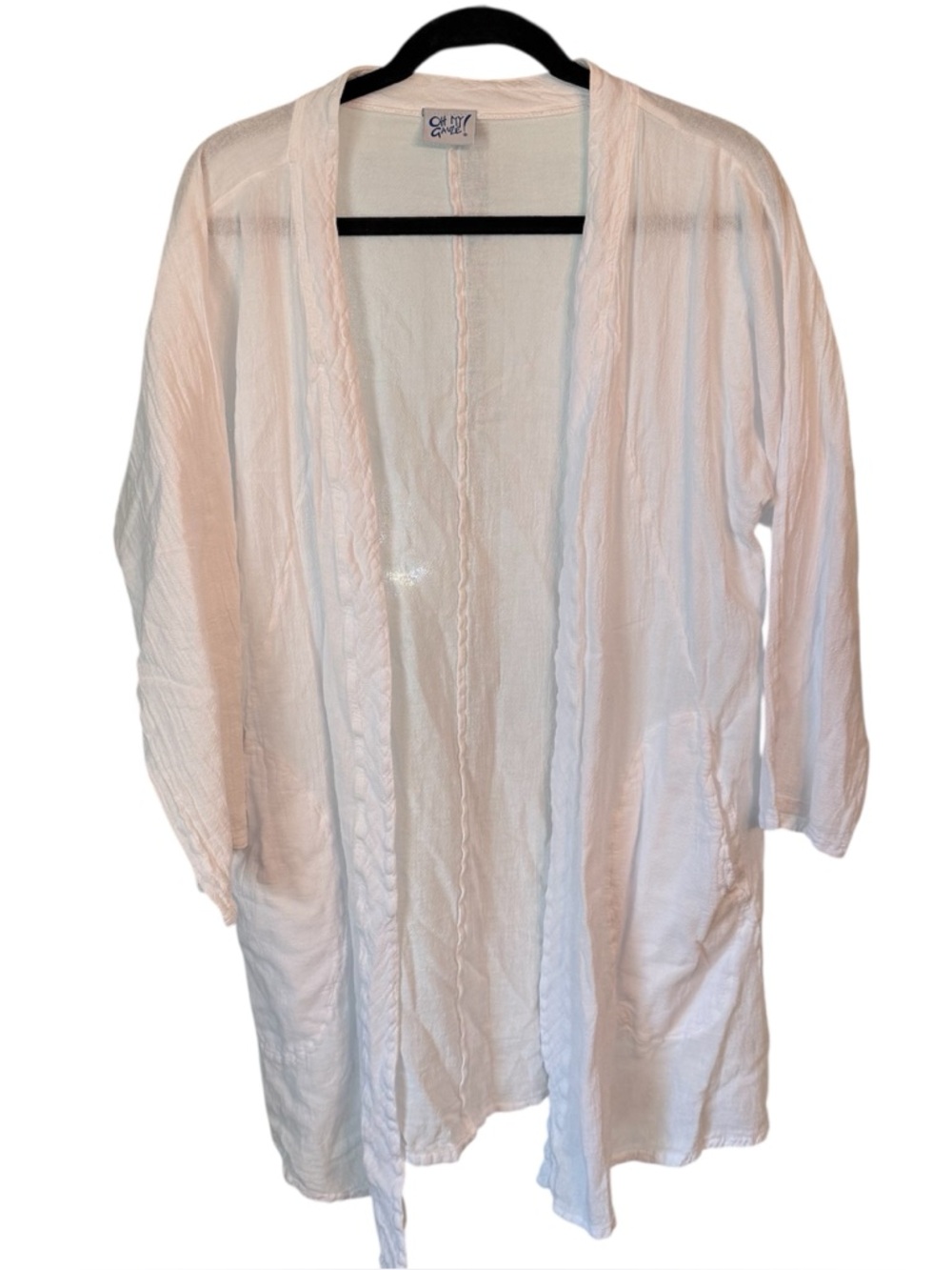 Oh My Gauze! Lagenlook White Open Front Cardigan, size 2-4